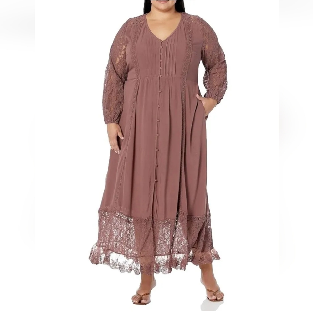 City Chic Dress Fallen Angel Maxi Mocha Sz 12 Feminine Coastal Cowgirl Romantic